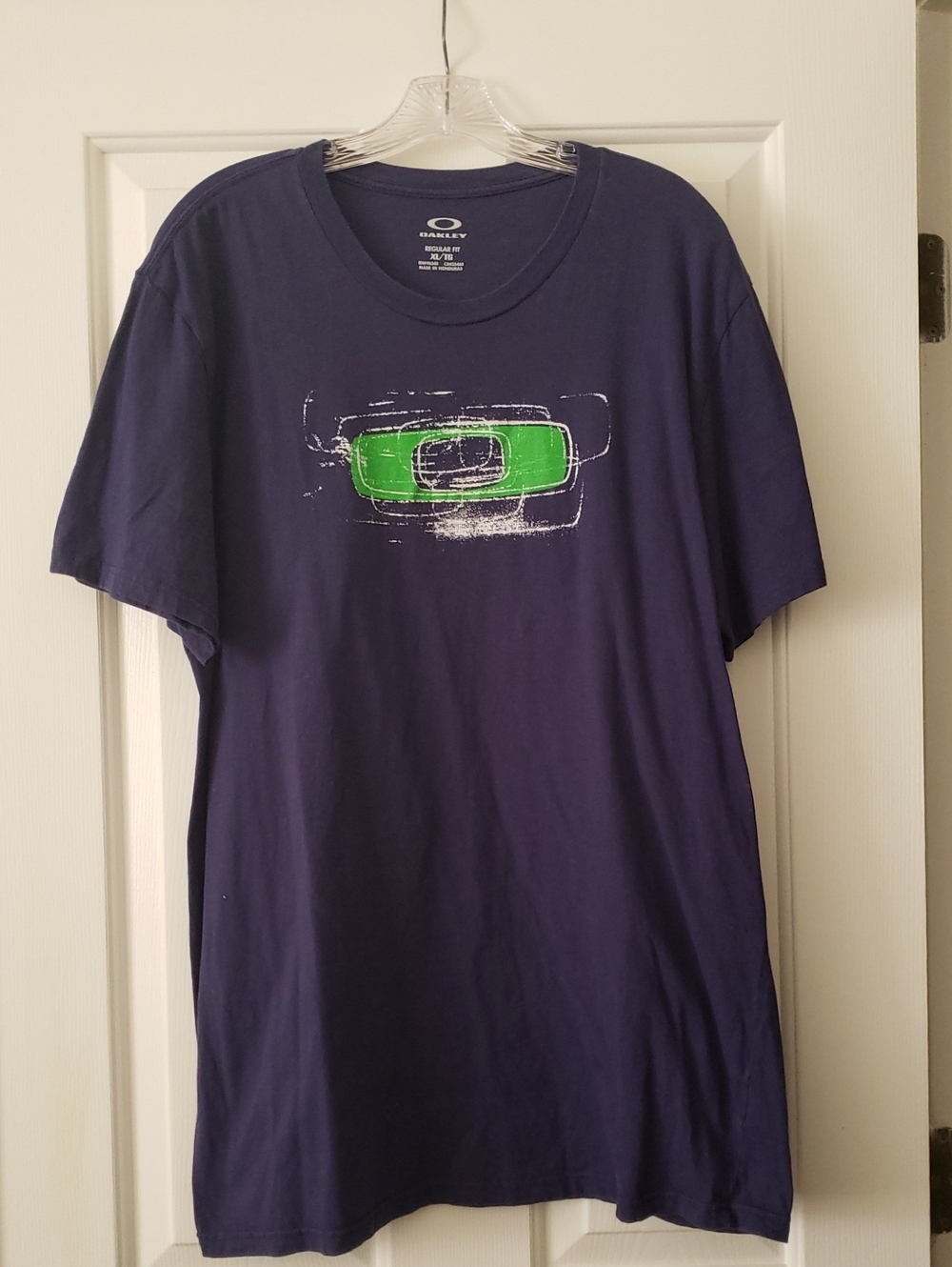 Oakley Navy Tee with Bright Green Logo